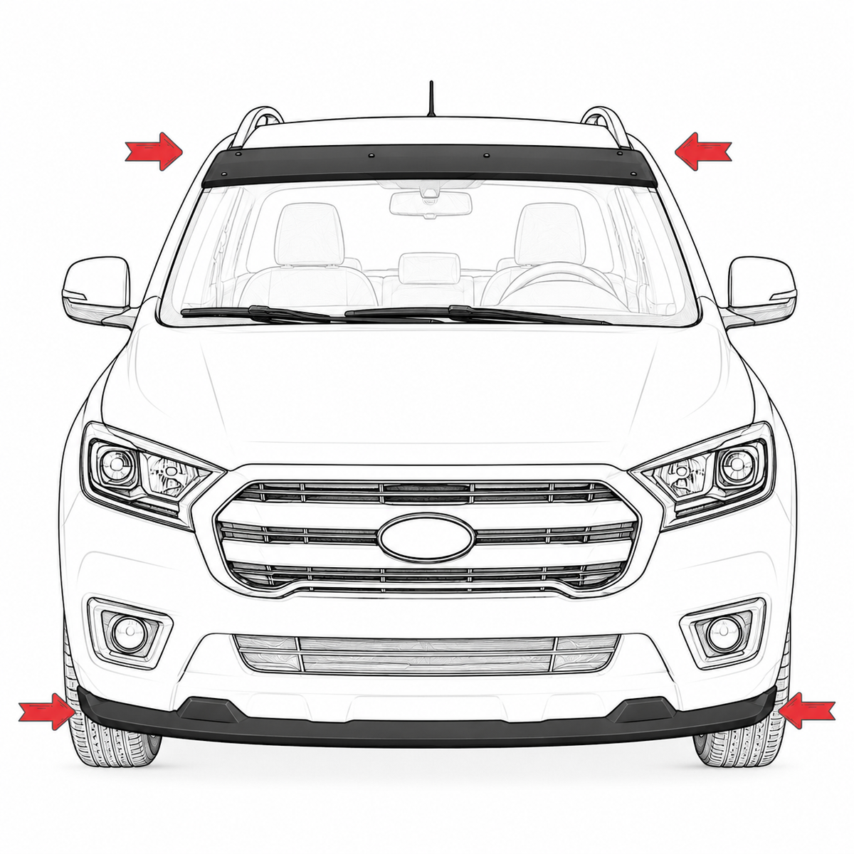 Sun Visor and Front Bumper Lip for Renault Trafic 3 (X82) 2014-2019