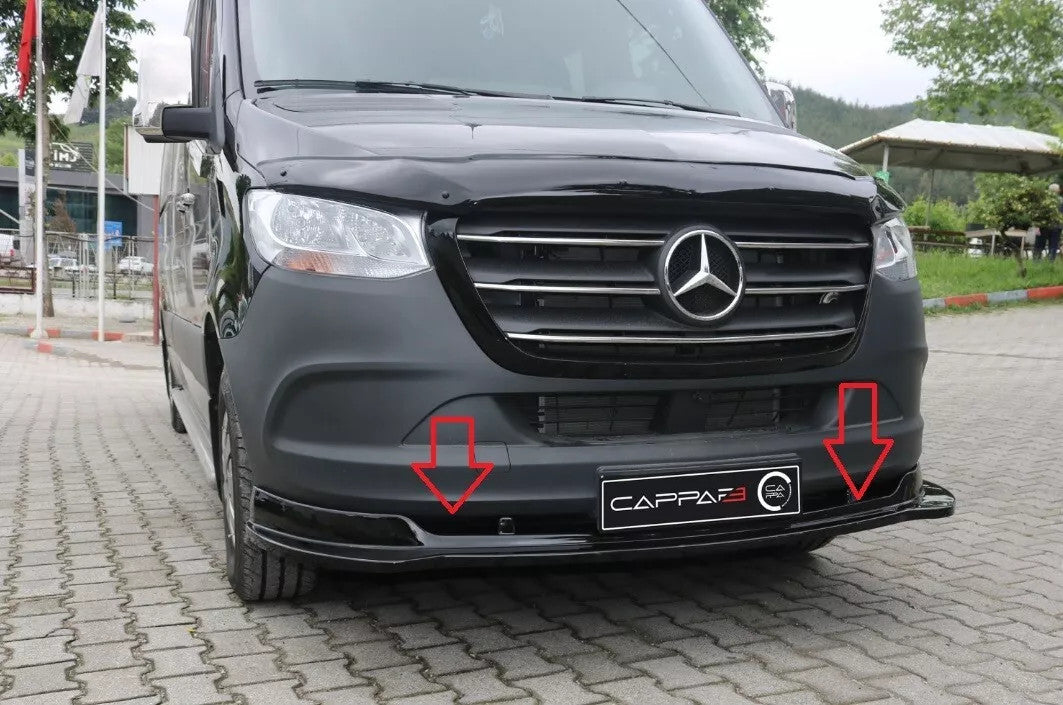 Mercedes Sprinter 3 (W907) 2019-2024 Front Bumper Lip Splitter Spoiler Black