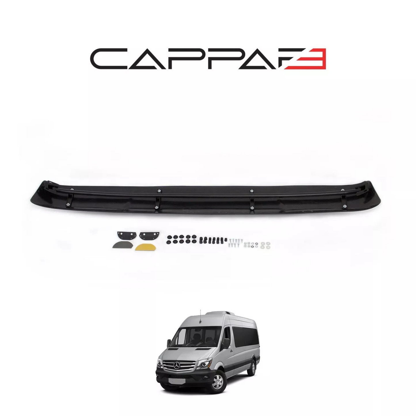 Sun Visor And Bug Guard Solid Black ABS For Mercedes Sprinter 2014-2017