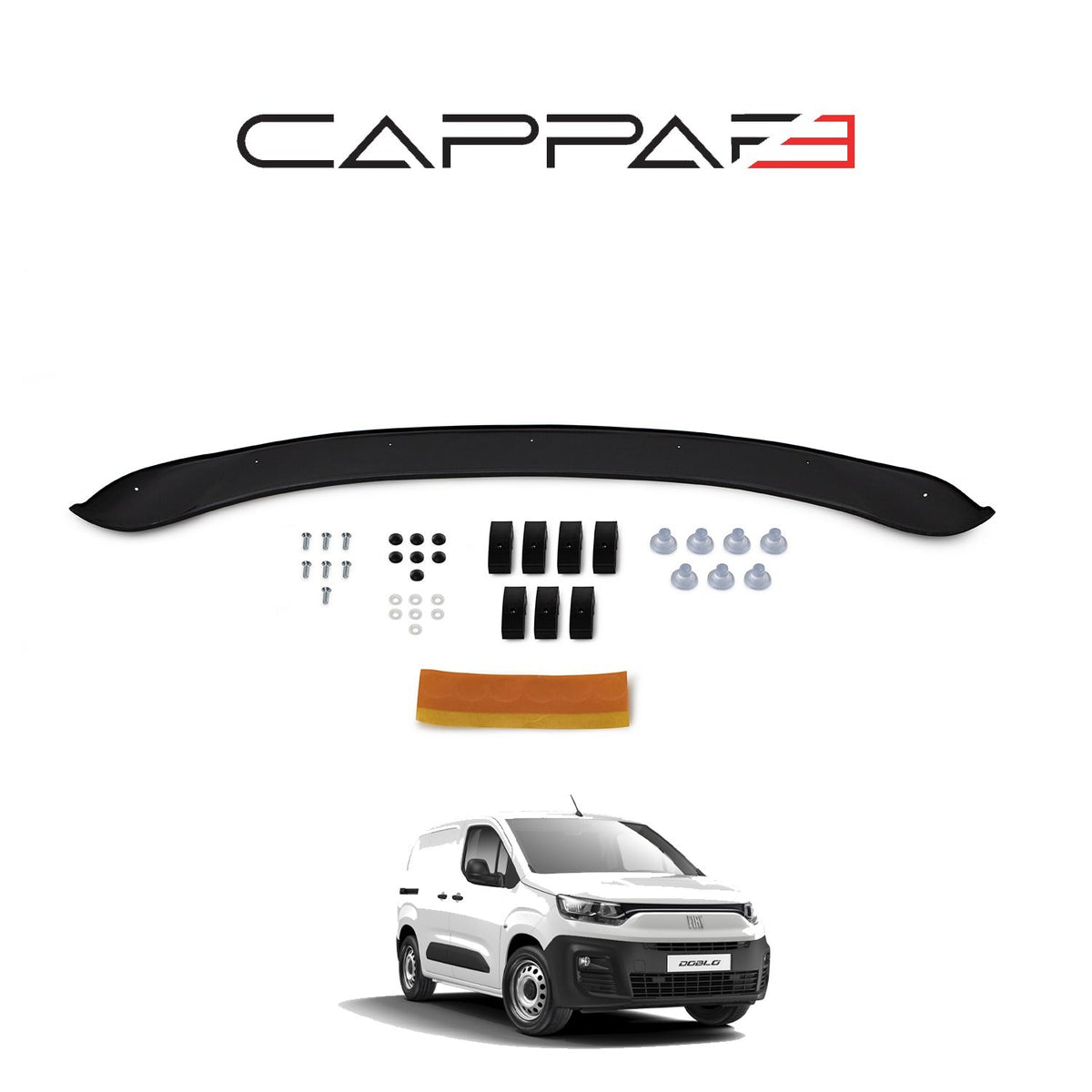 Fiat Doblo 2 (263) 2015-2022 Bonnet Wind Stone Deflector Bug Guard Stick-On