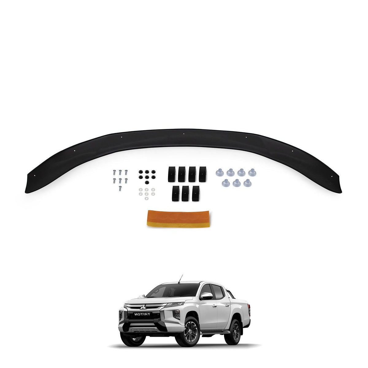 Mitsubishi L200 2015-2026 Bonnet Wind Stone Deflector Bug Guard Stick-On Matt